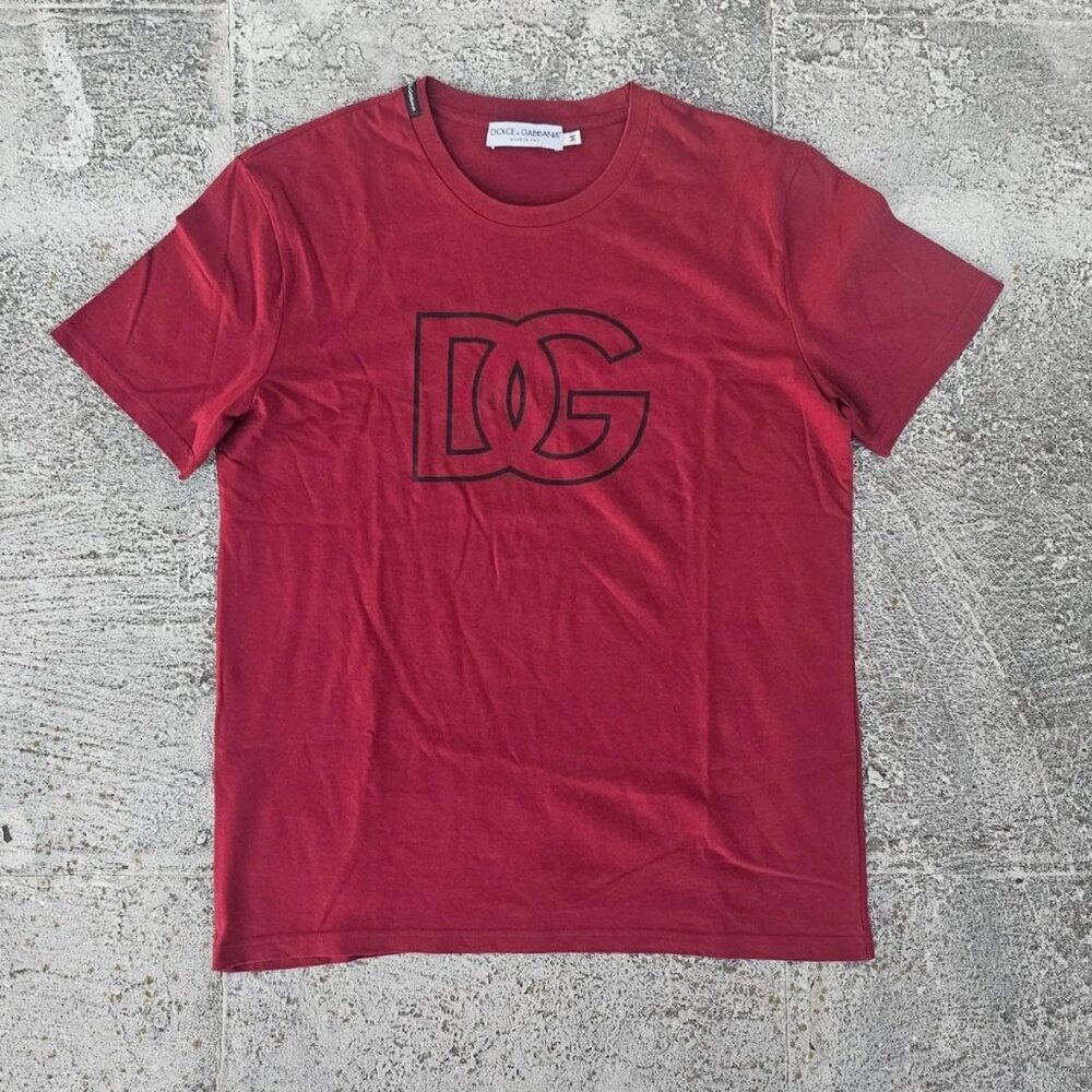 Dolce & Gabbana Men Tee Crew Neck Burgundy T Shirt Size M Made in Italy